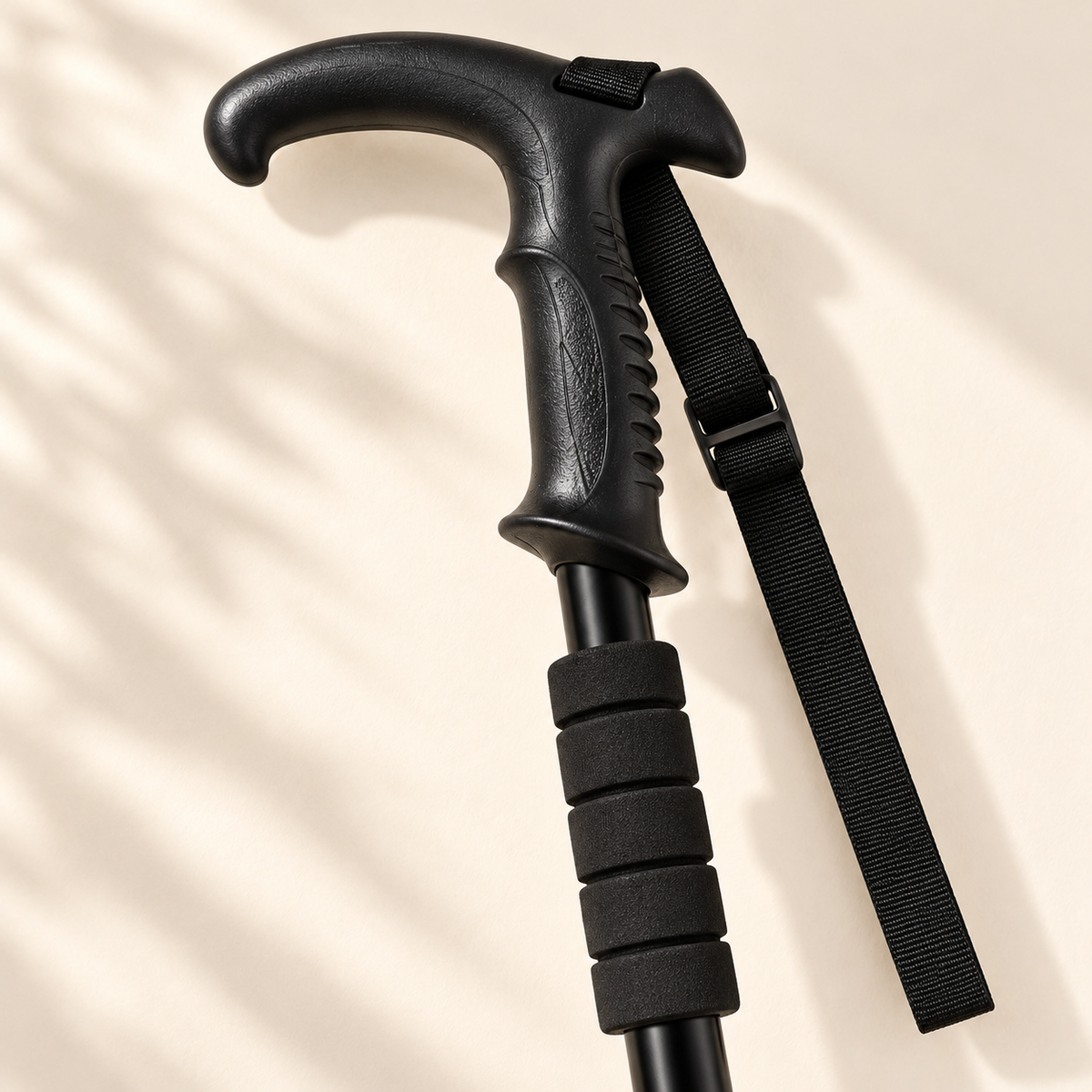 Black Telescoping Hiking Stick — detail — product illustration
