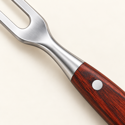 Wood Handle Two Prong Carving Fork — detail — product illustration
