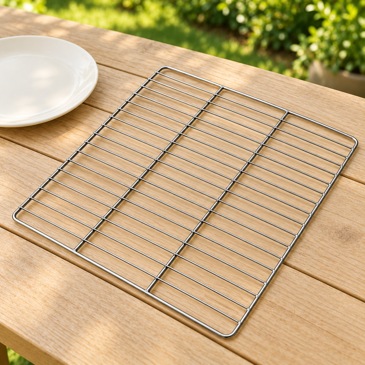 Rectangular Wire Grill Grate — styled scene — product illustration
